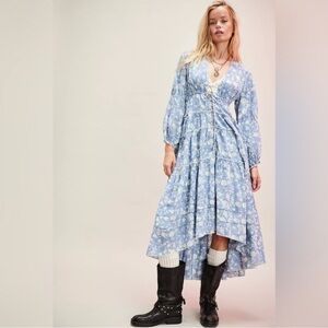 Free People Pappiet Midi Dress in Blue NWT